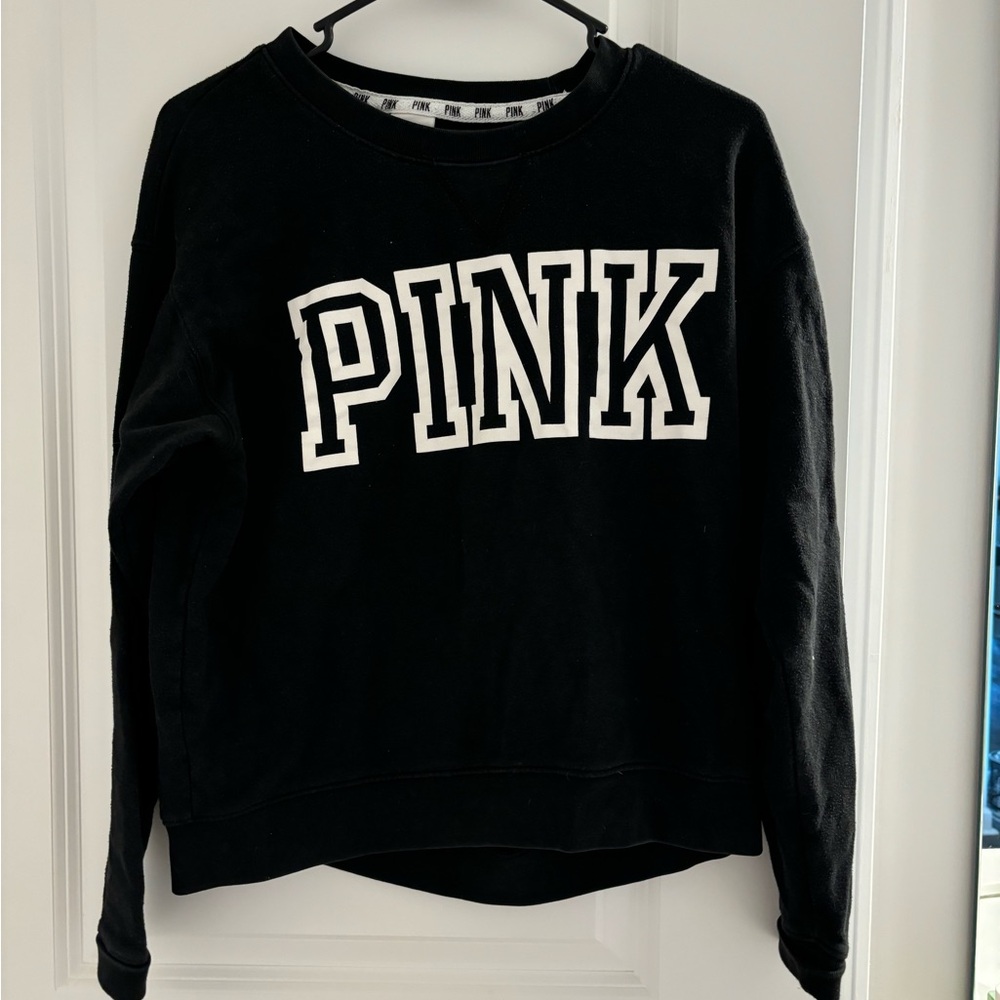 Pink…..black cropped light weight sweatshirt size XS